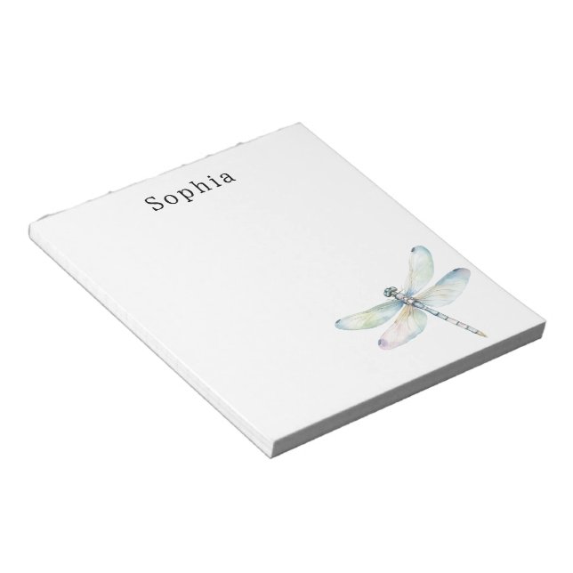 Bloco De Notas Nome Personalizado da Dragonfly Azul (Inclinado)