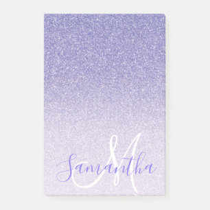 Bloco De Notas Nome Personalizado da Glitter Roxo Moderno