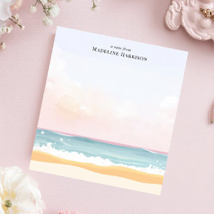 Bloco De Notas Nome Personalizado da Praia Minimalista Pastel Oce
