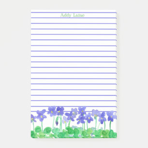Bloco De Notas Nome Personalizado das Flores de Aquarelas de Viol