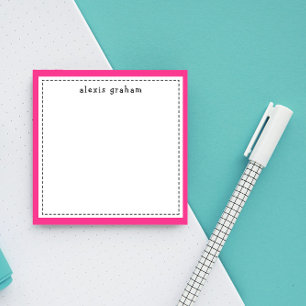 Bloco De Notas Nome Personalizado de Adição de Borda Rosa Quente