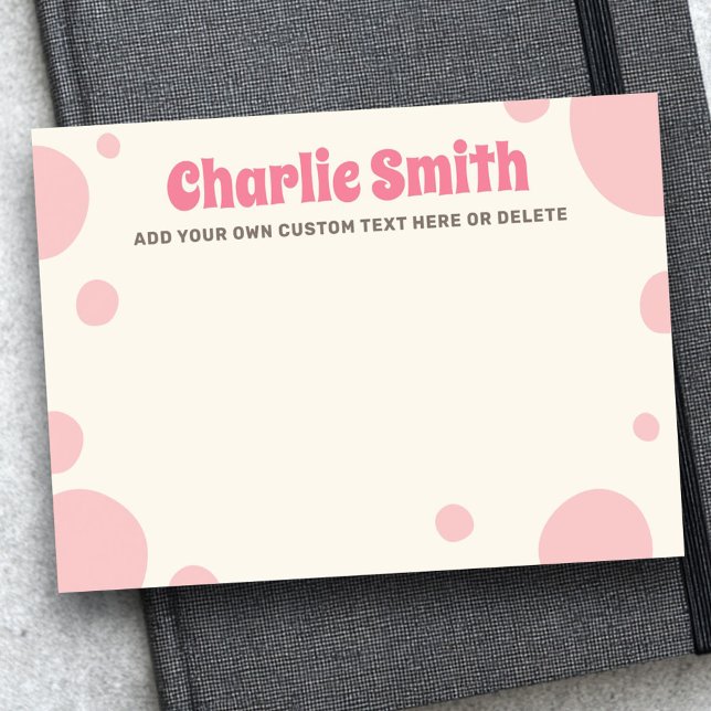 Bloco De Notas Nome personalizado de borblegum rosa retroativo (Retro pink bubblegum custom name post-it notes)