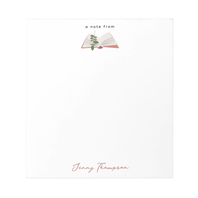 Bloco De Notas Nome Personalizado de Leitura de Livros Botânicos  (Frente)