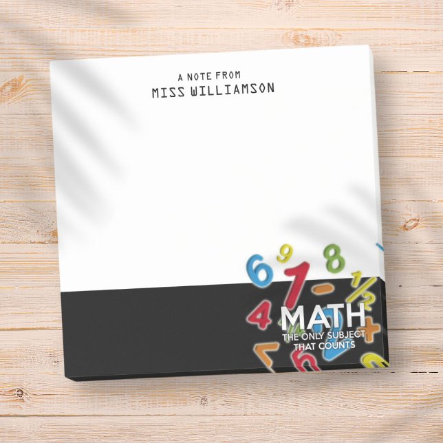 Bloco De Notas Nome Personalizado de Matemática Professor Aluno (Math Personalized Name Teacher Student Post-it Notes)