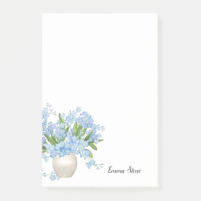 Bloco De Notas Nome Personalizado de Notas postadas com Flores (Frente)