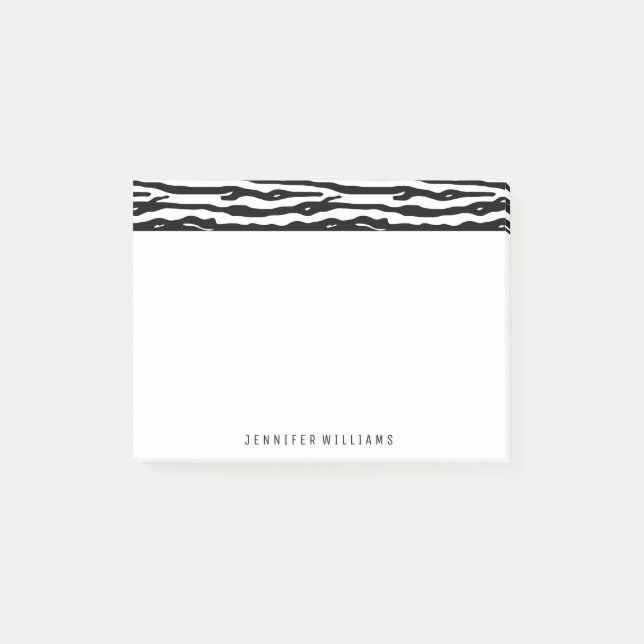 Bloco De Notas Nome Personalizado de Preto Branco do Padrão de Im (Frente)