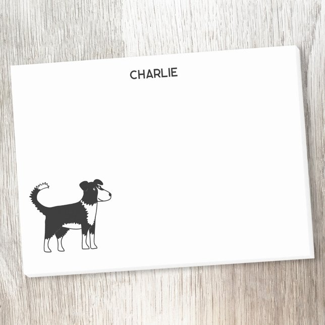 Bloco De Notas Nome Personalizado do Cachorro de Borda (Welsh Border Collie sheepdog personalized custom name Post-it sticky notes for dog lovers)