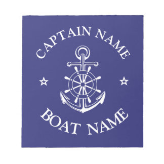 Bloco De Notas Nome personalizado do capitão do barco marinha mar