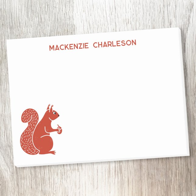 Bloco De Notas Nome Personalizado do Esquilo Vermelho (Red squirrel personalized custom name text post-it sticky notes)