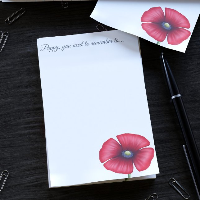 Bloco De Notas Nome Personalizado do Flor Vermelho Poppy Posta an (Pop your name on these cute poppy post it notes)