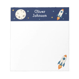 Bloco De Notas Nome Personalizado do Foguete Espacial Escola