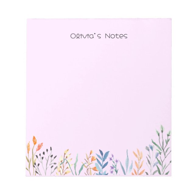 Bloco De Notas Nome personalizado do gradiente da Flor Floral Ros (Frente)