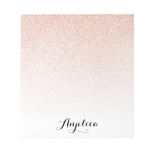 Bloco De Notas Nome Personalizado do Ombre de Glitter Glitter de  (Frente)