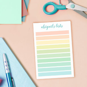 Bloco De Notas Nome Personalizado do Ombre Verde Peach Turquoise