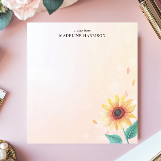 Bloco De Notas Nome Personalizado do Pastel de Girassol Amarelo S (Criador carregado)