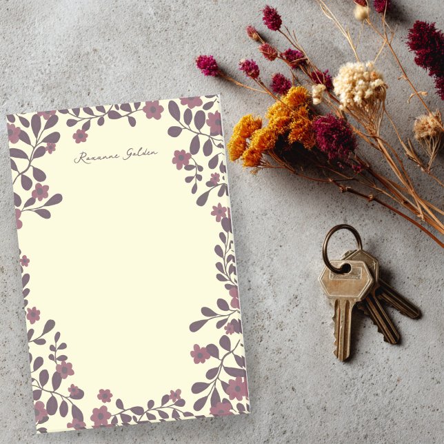 Bloco de Notas NOME PERSONALIZADO DO Quadro Floral (Pretty Fall Floral Frame CUSTOM NAME Notepad
)