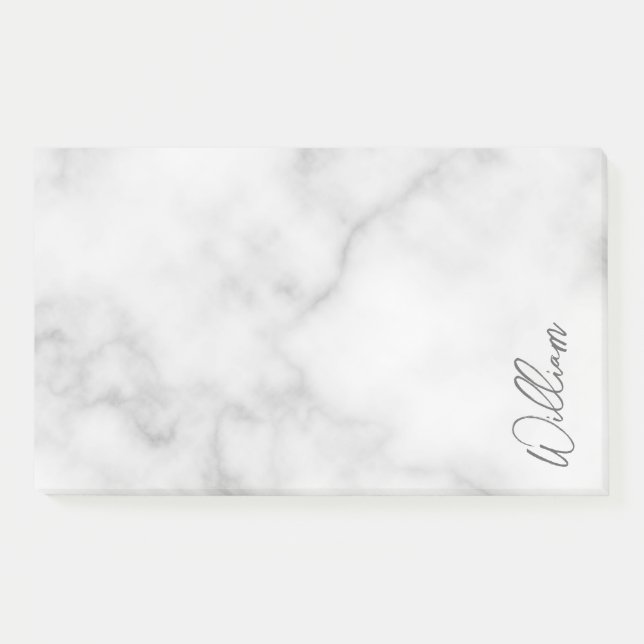 Bloco De Notas Nome Personalizado do Script Moderno do Marble Bra (Frente)