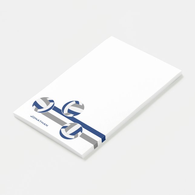 Bloco De Notas nome personalizado do volleyball de cinza azul sim (Inclinado)