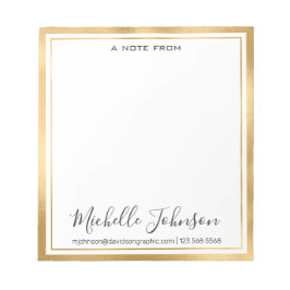 Bloco De Notas Nome Personalizado Elegante | Da Mesa Do