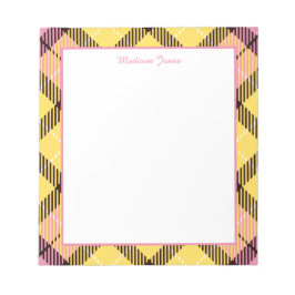 Bloco De Notas Nome Personalizado Elegante Quadro de Tartan Amare