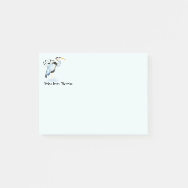 Bloco De Notas Nome personalizado Excelente Blue Heron Bird Natur (Frente)
