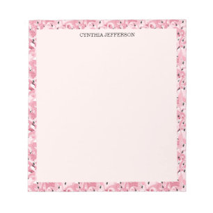 Bloco De Notas Nome Personalizado Flamingo Rosa Padrão Tropical
