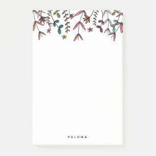 Bloco De Notas Nome Personalizado Florais Ilustrados Personalizad
