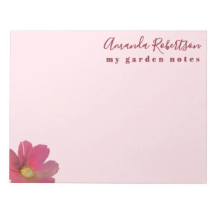 Bloco De Notas Nome Personalizado Floral Aquarela Pastel Rosa Ver