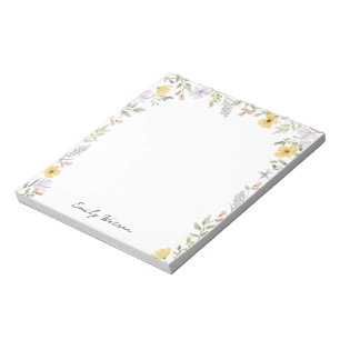 Bloco De Notas Nome Personalizado Floral Colorido