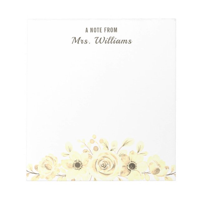 Bloco De Notas Nome Personalizado Flores Botânicas Floral A Nota  (Frente)