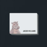 Bloco De Notas Nome Personalizado Funny Hippo<br><div class="desc">notas de posto personalizadas engraçadinhas do hipopo</div>