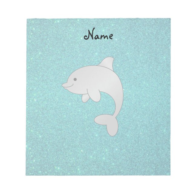 Bloco De Notas Nome personalizado glitter de turquesa de golfinho (Frente)