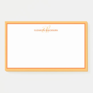 Bloco De Notas Nome Personalizado Iniciais do Monograma Laranja