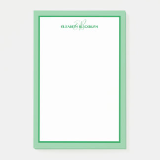 Bloco De Notas Nome Personalizado Inicial Monograma Verde
