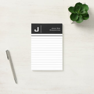 Bloco De Notas Nome Personalizado Limpo Simples Preto Minimizado