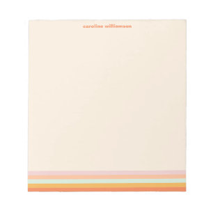 Bloco De Notas Nome Personalizado Listras Coloridas Retro Pastel