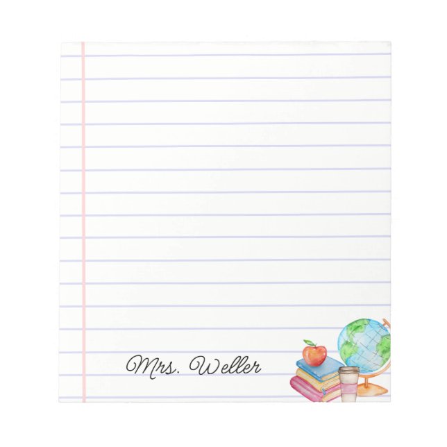 Bloco De Notas Nome personalizado Manuais de Aquarela, Apple e De (Frente)