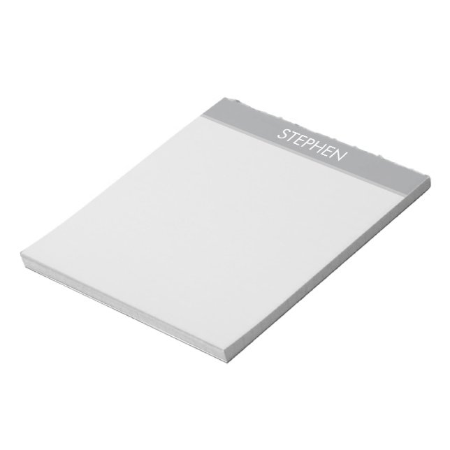 Bloco De Notas Nome personalizado minimalista cinza  (Invertido)