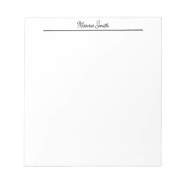 Bloco De Notas Nome personalizado mínimo preto e branco