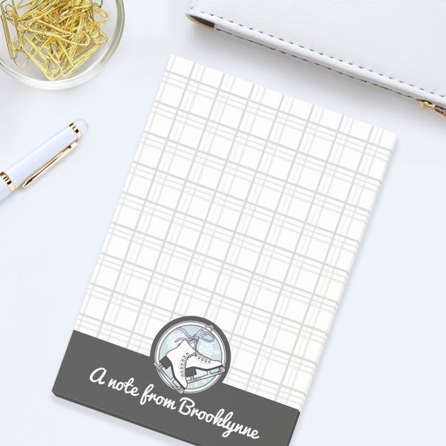 Bloco De Notas Nome Personalizado: Modern Tartan Ice Skating (Criador carregado)