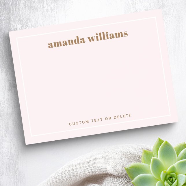 Bloco De Notas Nome personalizado moderno em rosa claro e texto (Modern soft light pink custom name and text post-it notes)