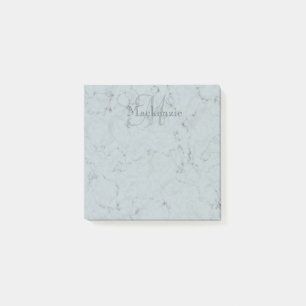 Bloco De Notas Nome Personalizado Monograma Elegante Marble Dusty