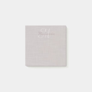 Bloco De Notas Nome Personalizado Monograma Linen Impressão Mauve