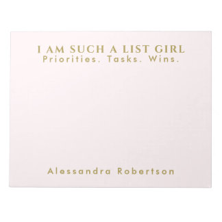 Bloco De Notas Nome Personalizado Monograma Pastel Rosa Dourado M