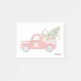 Bloco De Notas Nome Personalizado Monograma Red Vintage Truck Nat