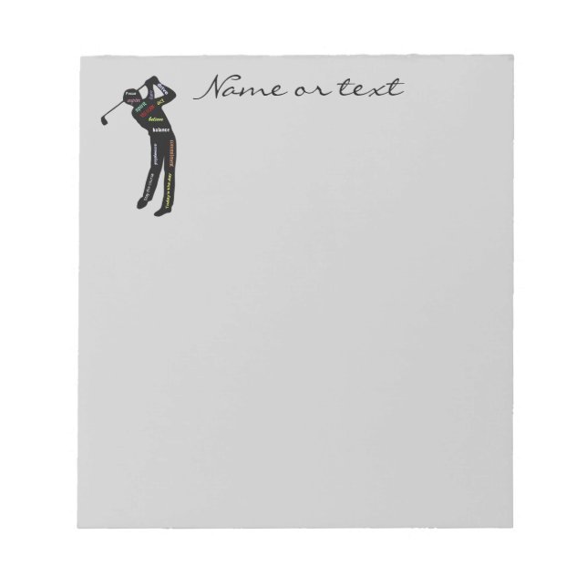 Bloco De Notas Nome Personalizado ou Golf de Texto, Palavras Moti (Frente)