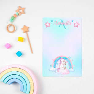 Bloco De Notas Nome personalizado Pastel Watercolor Stars e Unico