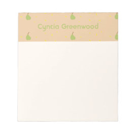 Bloco De Notas Nome personalizado Pera verde castanho