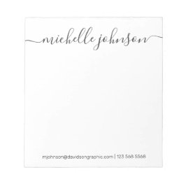 Bloco De Notas Nome Personalizado Preto Branco | Da Mesa Do