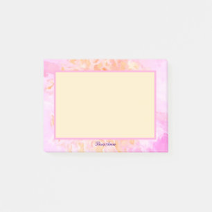 Bloco De Notas Nome Personalizado Rosa Rosa Rosa Impressionista